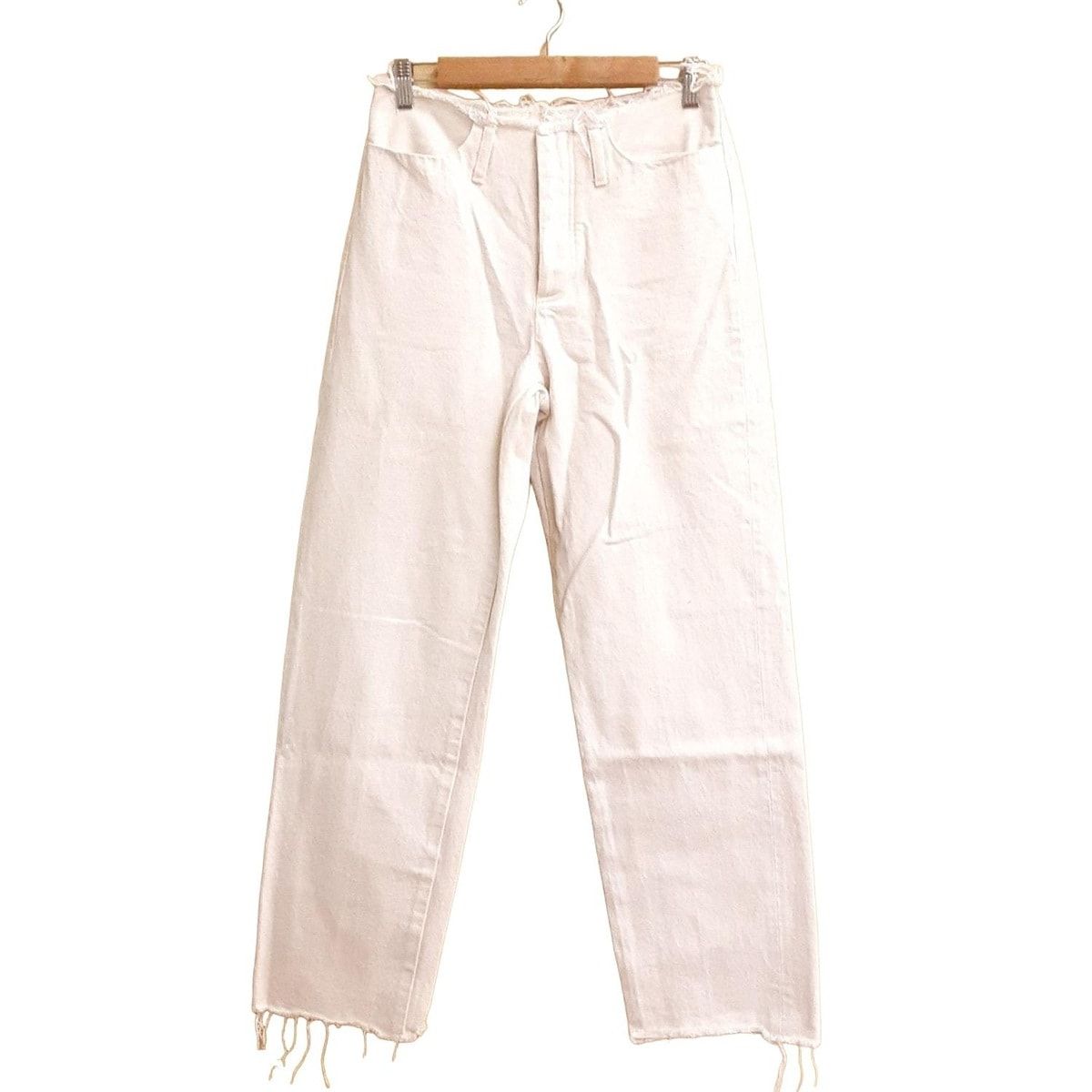 TANAKA タナカ ジーンズ サイズ27 M レディース - アイボリー フルレングス ダメージ加工 コットン