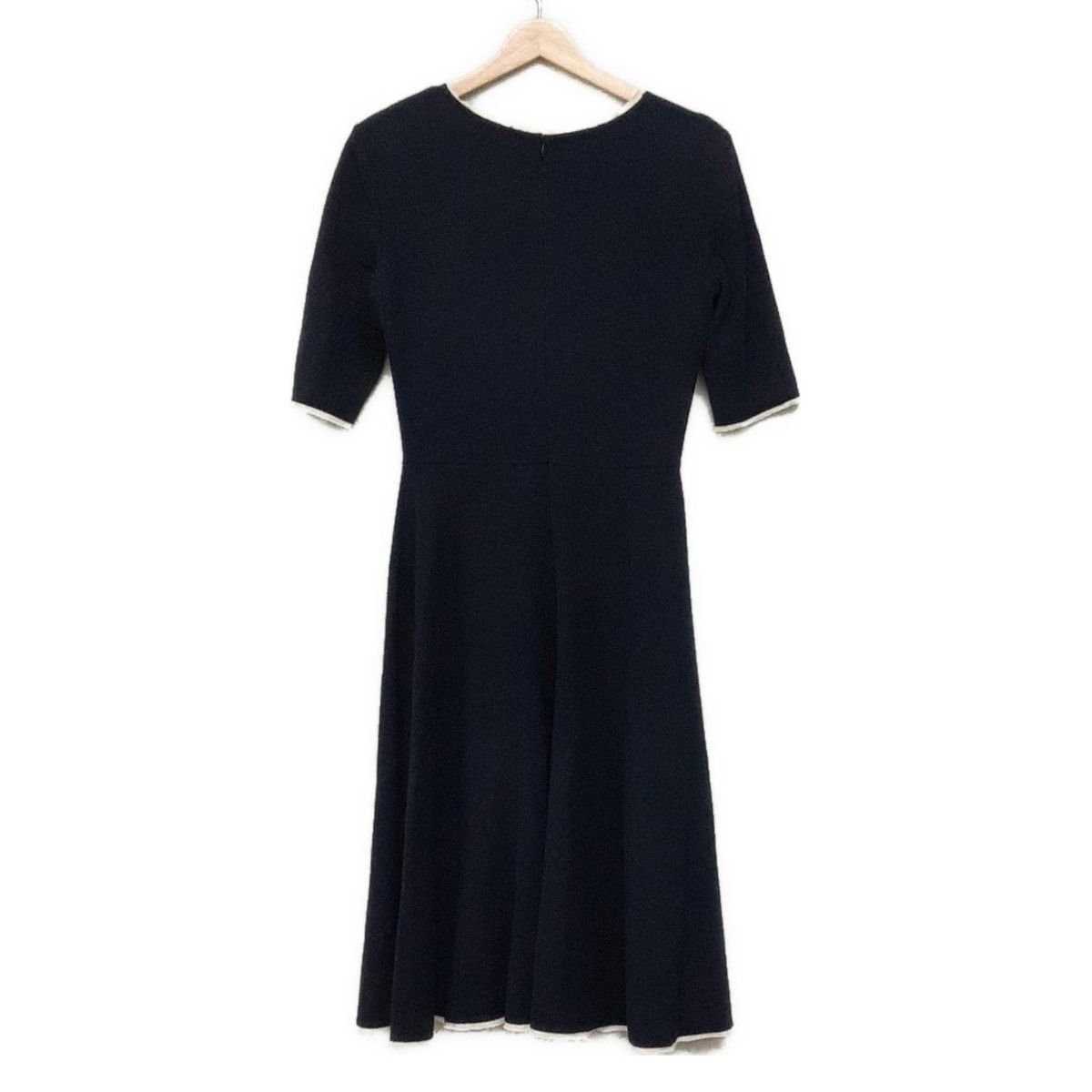 ジルサンダー ワンピース サイズ34 XS レディース ネイビー 白 クルーネック 半袖 ロング