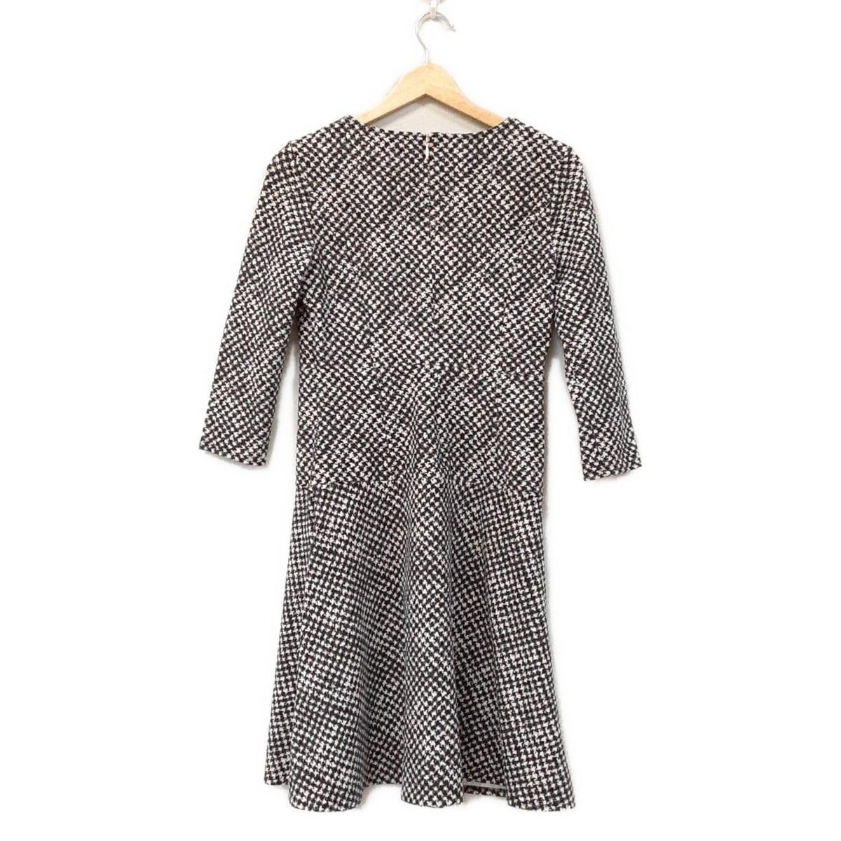 ANAYI アナイ ワンピース サイズ38 M レディース 黒 白 グレー クルーネック 七分袖 ひざ丈