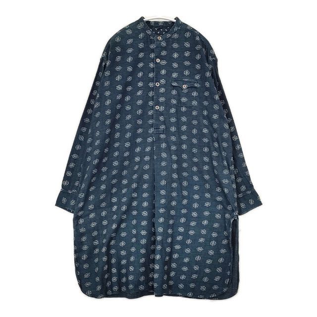 45R✴︎リネン 908オーシャンスモックプル インディゴ ワンピース 45R/45rpm ネル小紋の908オーシャンスモック（インディゴ） 定価59400