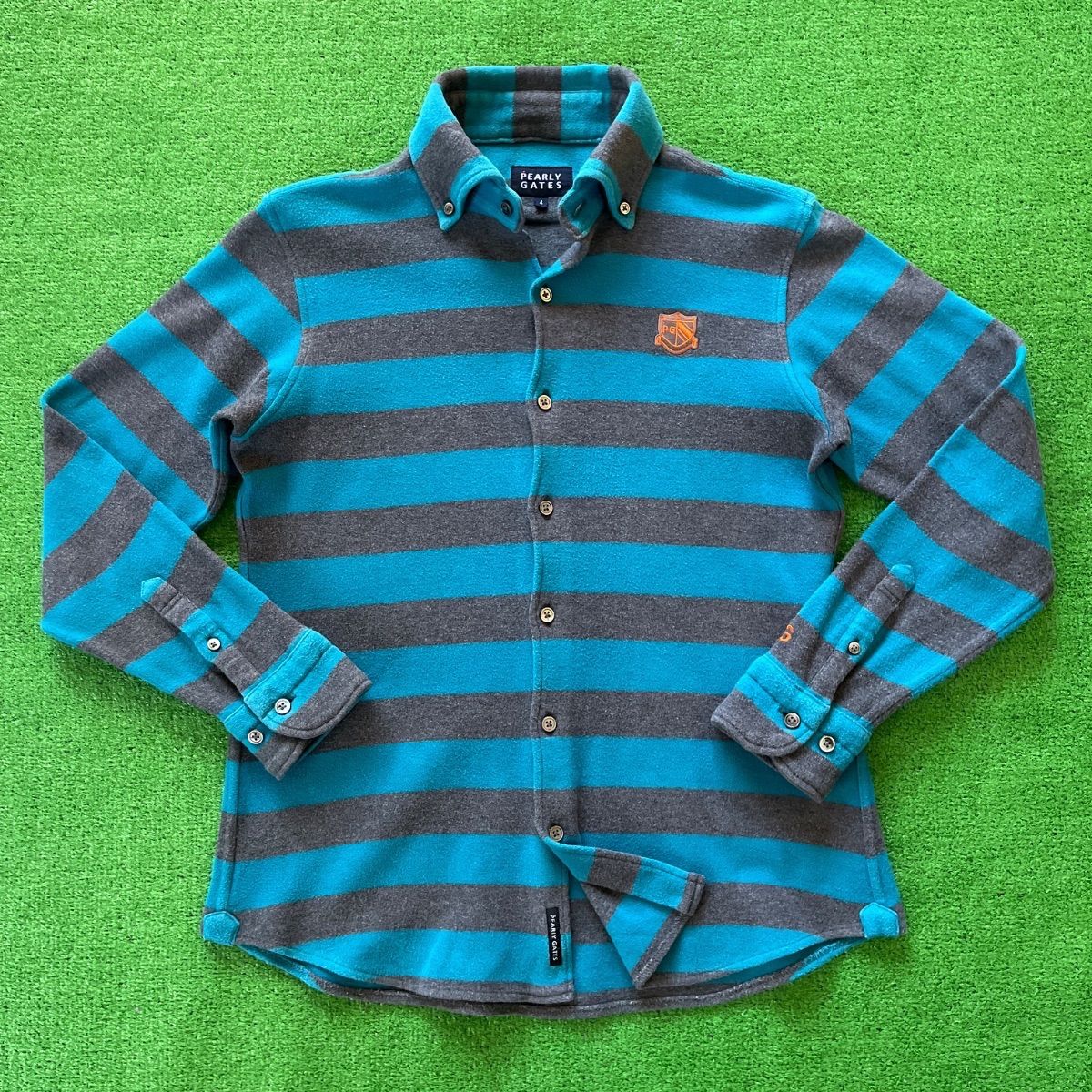 PG長袖シャツ 刺繍ロゴ付き パーリーゲイツ PEARLY GATES パーリーゲイツ 長袖 ロゴ刺繍 ボタンダウン ストレッチ