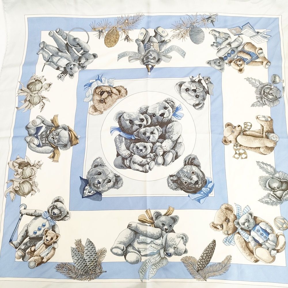 HERMES カレ90 CONFIDENTS DES COEURS 心の友 クマ テディベア