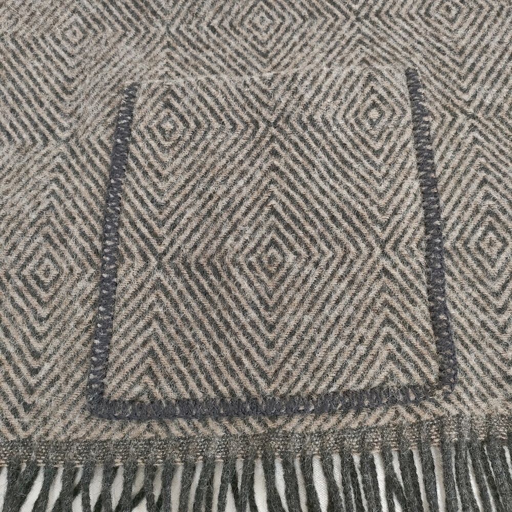 LAPUAN ポケットショール ブランケット マフラー ウール ストール ブラウン チャコールグレー レディース ラプアン カンクリ 5 1120 T