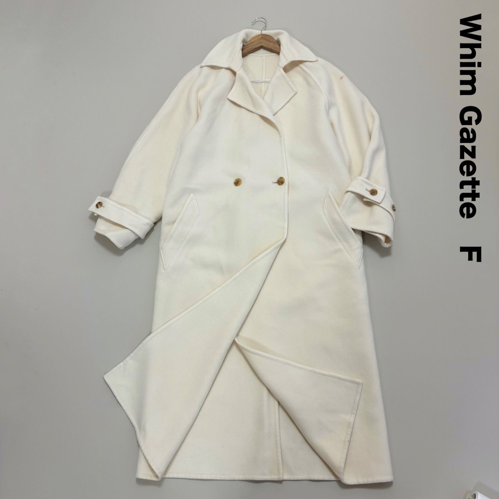 ウィムガゼット ボリュームロングリバーコート カシミヤ混 マキシ丈 ラグラン Whim Gazette ウィムガゼット⭐︎ボリュームロングリバーコート F