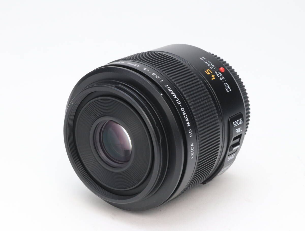 AA 上品 Panasonic パナソニック LEICA DG MACRO ELMARIT 45 mm F 2 8 ASPH MEGA O I S H ES 045 ブラック 初期不良 対応 111 194