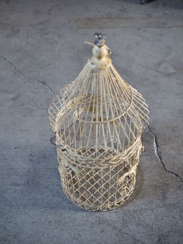 アンティーク　古道具　鳥かご　かご　ワイヤーかご　錆　シャビー アンティーク 古道具 鳥かご かご ワイヤーかご 錆 シャビー 【公式通販】