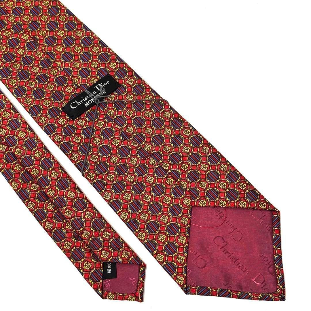 未使用✨タグ付き!! クリスチャンディオール ネクタイ レッド シルク