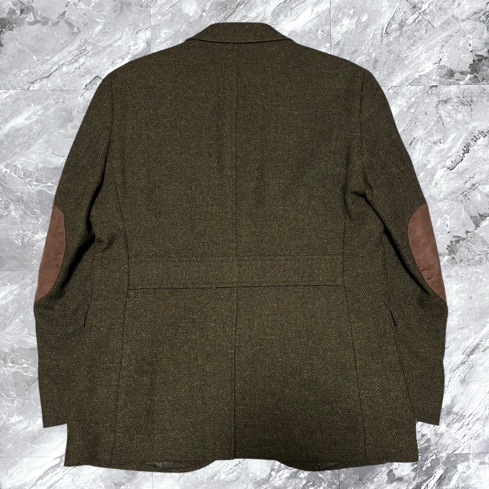 極美品 TEIJIN テイジン テーラードジャケット ヘリンボーン クルミ