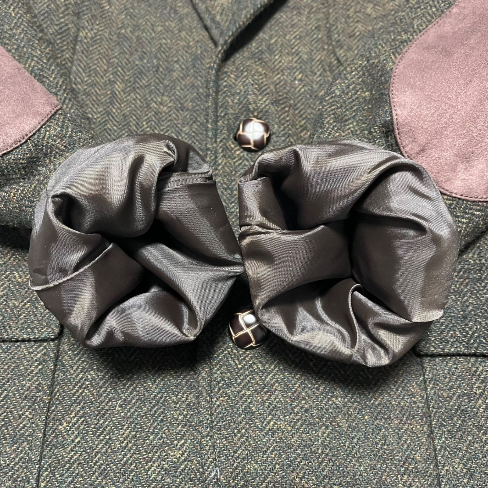 極美品 TEIJIN テイジン テーラードジャケット ヘリンボーン クルミ