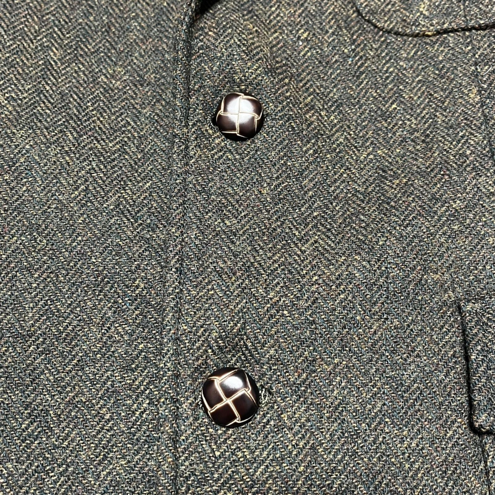 極美品 TEIJIN テイジン テーラードジャケット ヘリンボーン クルミ