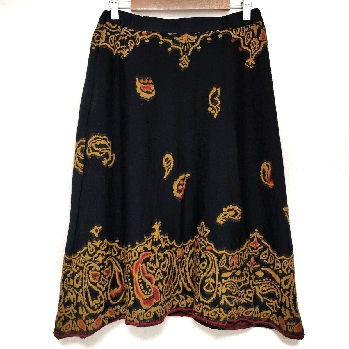 Pallas Palace パラスパレス ロングスカート サイズ0 XS レディース ダークネイビー ダークイエロー レッド ニット ウエストゴム