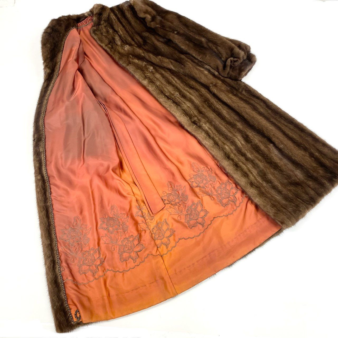 54L4 SAGA MINK サガミンク 銀サガ デミバフミンク 超ロングコート 丈