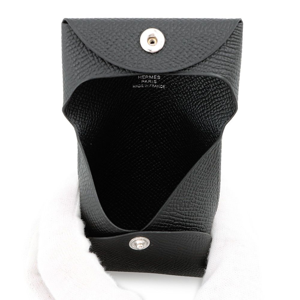 エルメス コインケース バスティア ブラック/シルバー金具 エプソン B