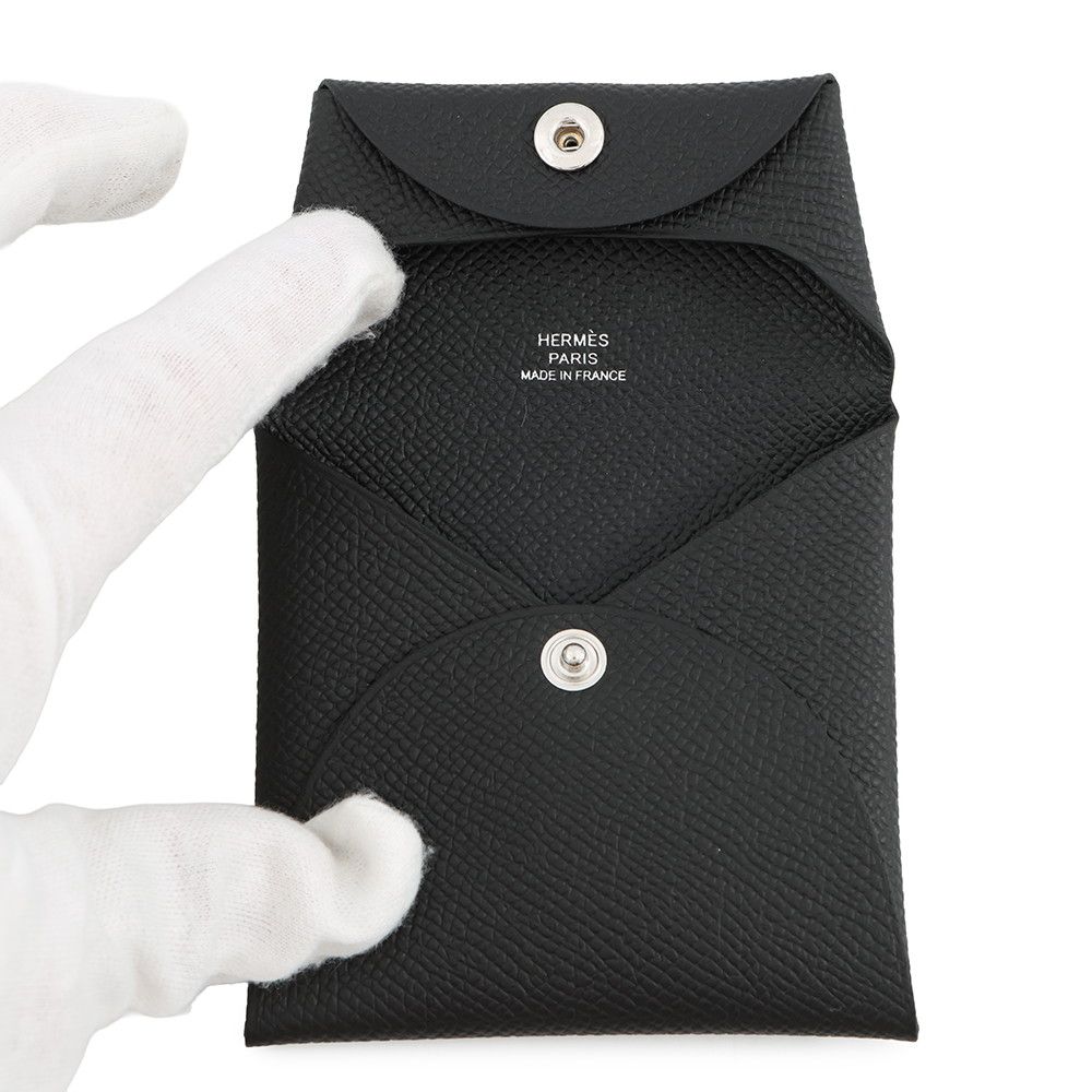 エルメス コインケース バスティア ブラック/シルバー金具 エプソン B