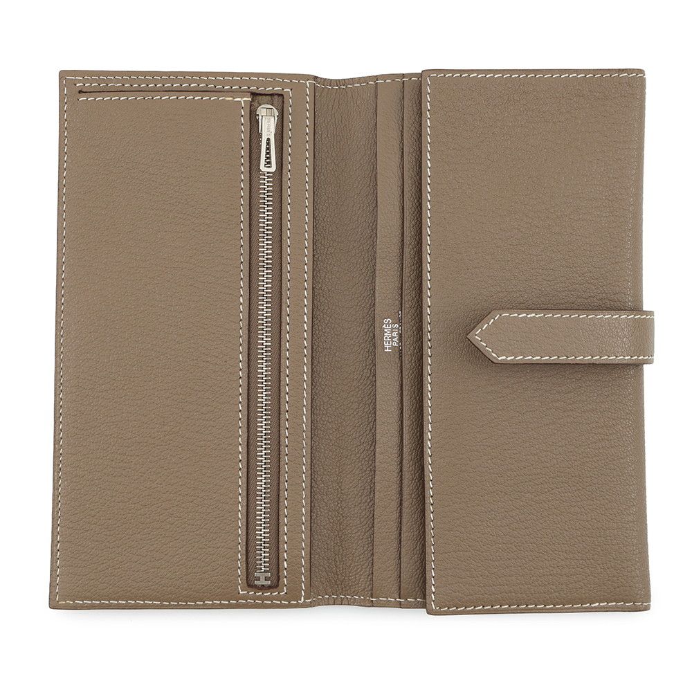 エルメス 長財布 ベアンデュプリ エトゥープ/シルバー金具