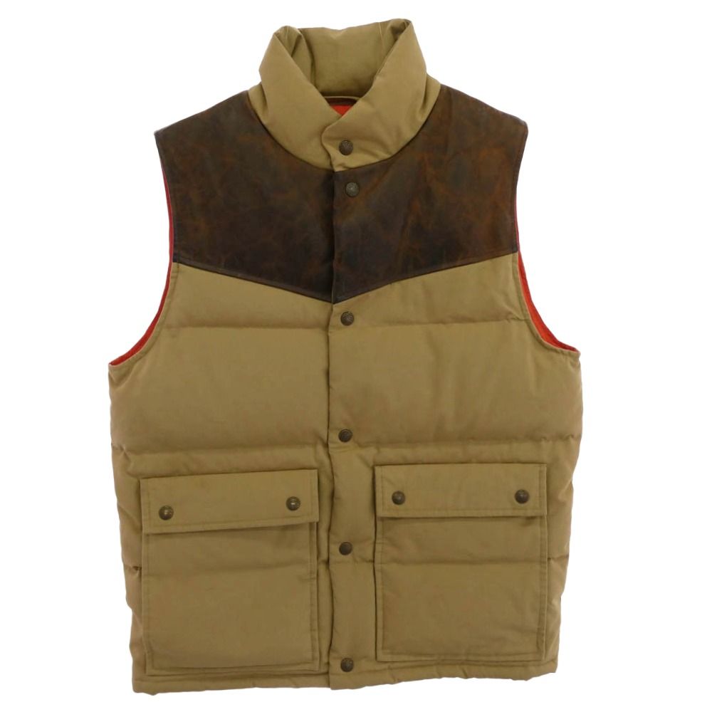 RALPH LAUREN ラルフローレン RUGBY ラグビー レザーヨーク切替 ダウンベスト ベージュ系 S