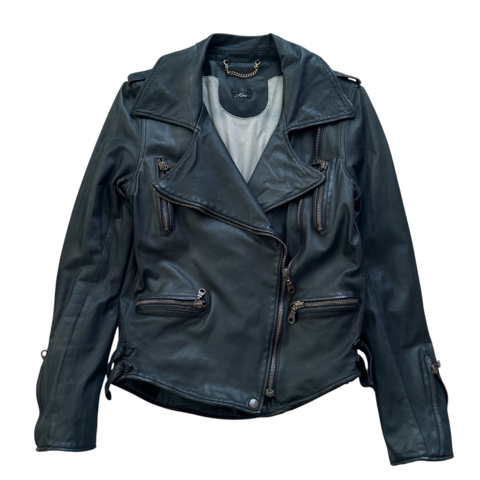 Sisii シシ 牛革 本革 レザージャケット ダブルライダースジャケット