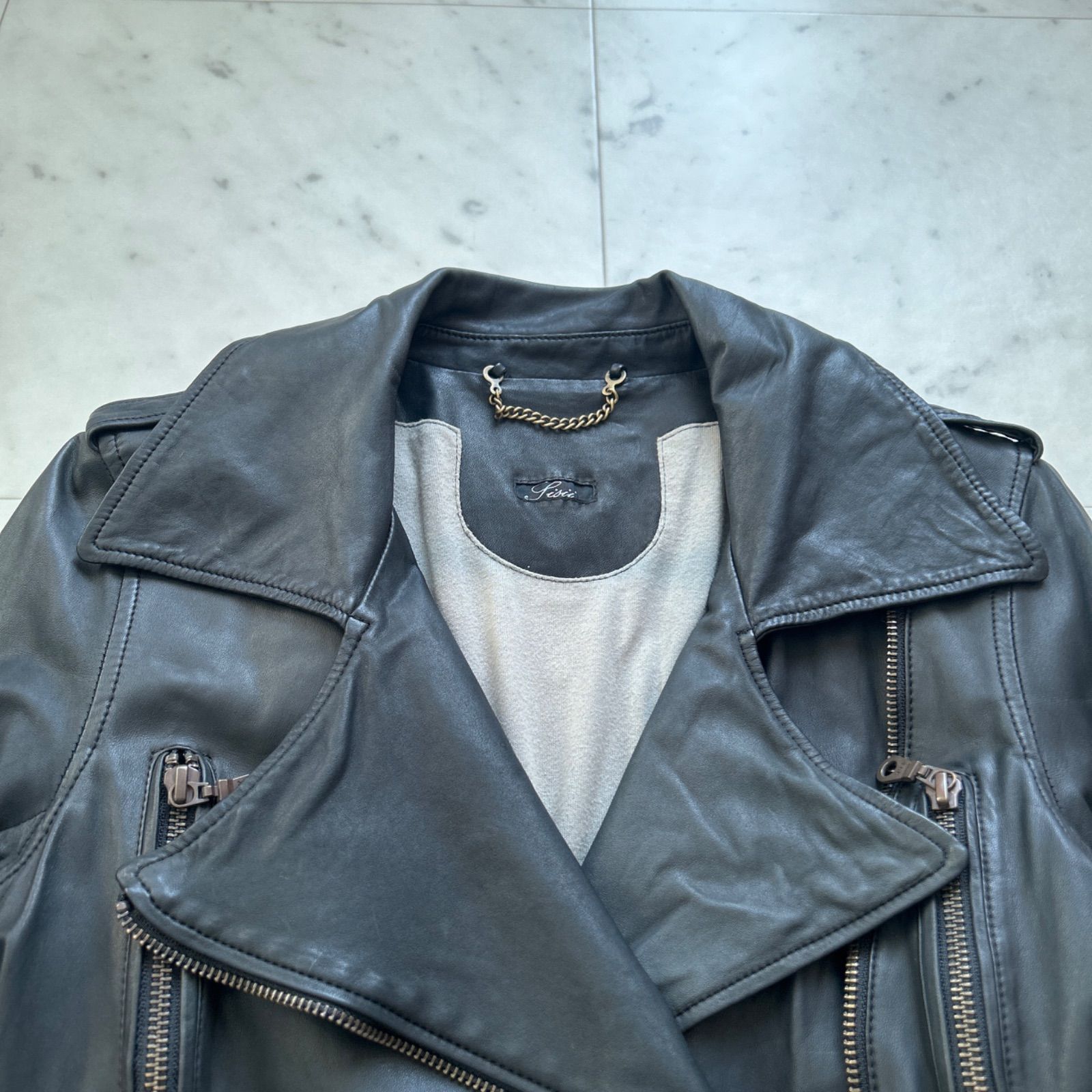 Sisii シシ 牛革 本革 レザージャケット ダブルライダースジャケット