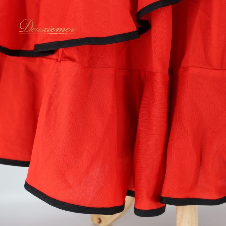 フラメンコ 衣装 ファルダ スカート 赤 黒 無地 ボランテ フリル