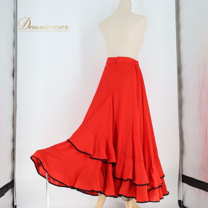 【スペイン製 フラメンコ衣装】ワインレッド ファルダ スカート ボランテ フリル フラメンコスカート スペイン製 フラメンコ衣装】ワインレッド