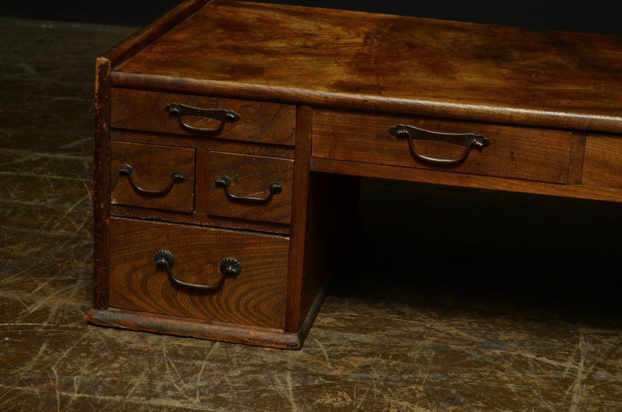 蔵A5678】時代家具 文机 欅 作業台 両袖 抽斗9杯 レトロ - メルカリ