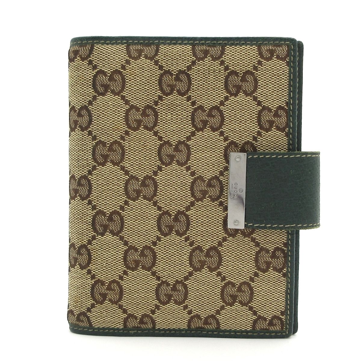 GUCCI グッチ 手帳 GG柄 115240 ダークブラウン×ダークグリーン レザー