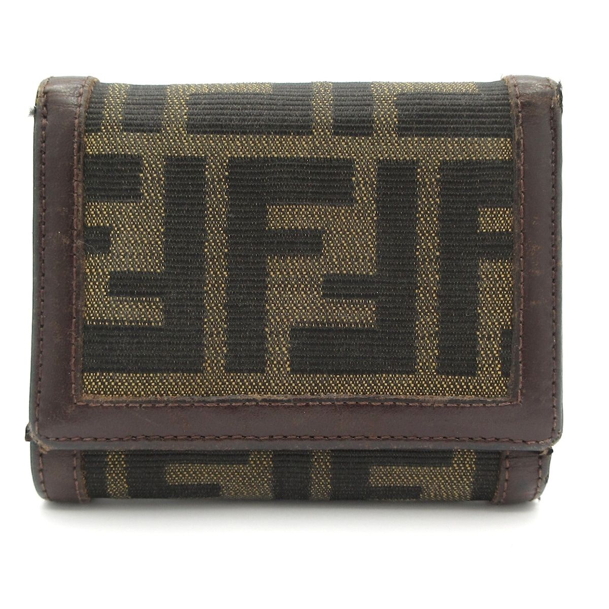 FENDI(フェンディ) 3つ折り財布 - ブラウン×黒×マルチ ズッカ柄 レザー