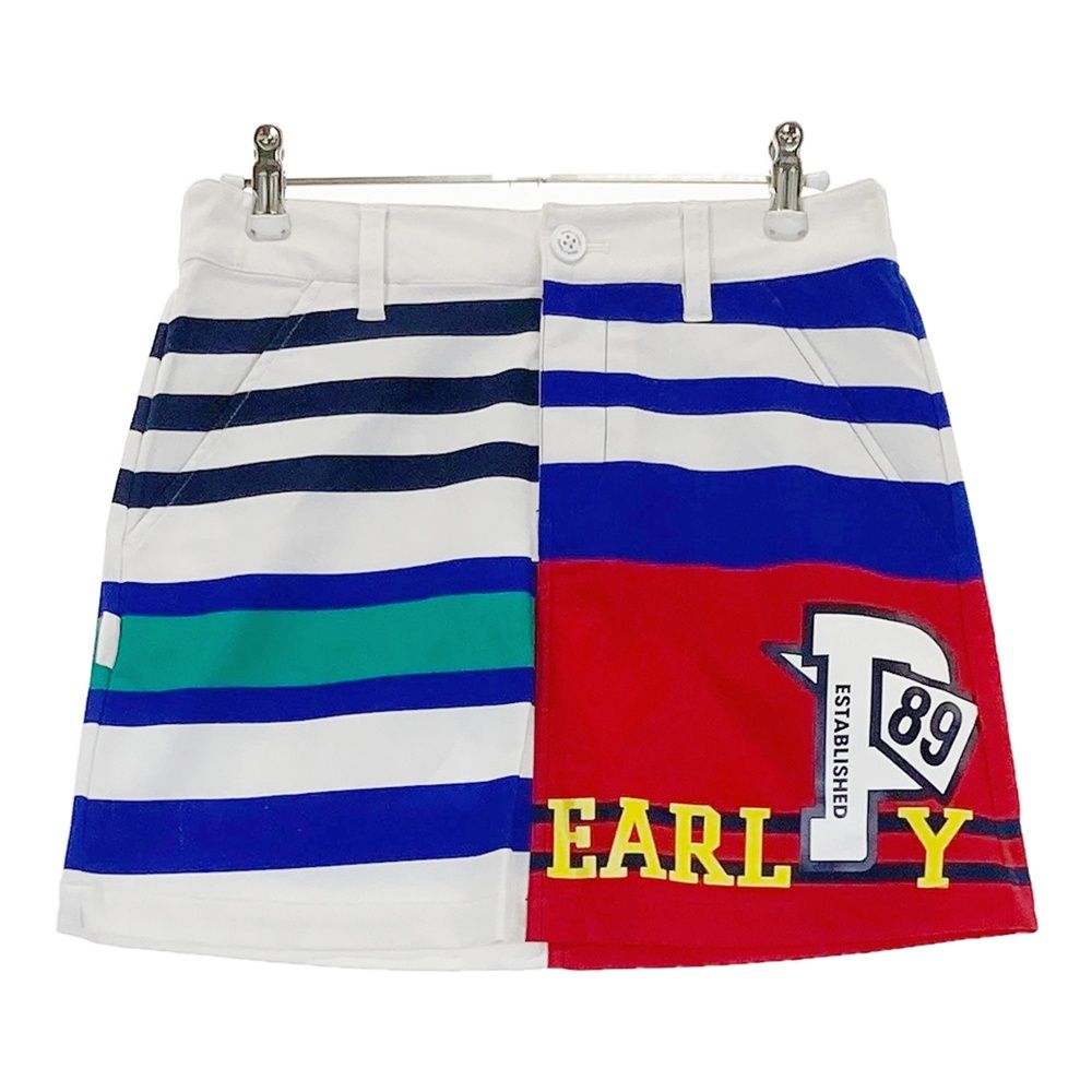 サイズ：0 PEARLY GATES パーリーゲイツ スカート ボーダー柄 ホワイト