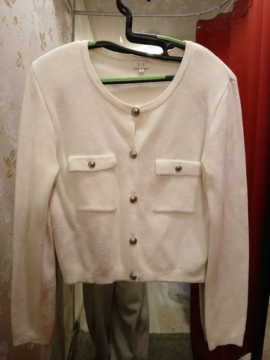 7 8 シエ SIE クラシ ポケット カーディガン パイナップル クリーム M サイズ