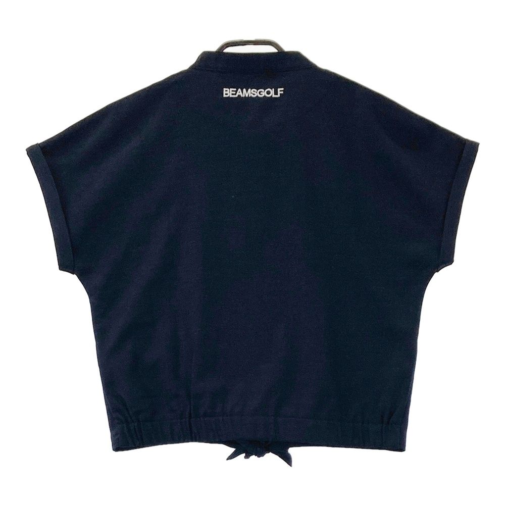 サイズ M BEAMS GOLF ビームスゴルフ モデル 半袖シャツ 裾リボン ネイビー系 ゴルフウェア レディース ストスト