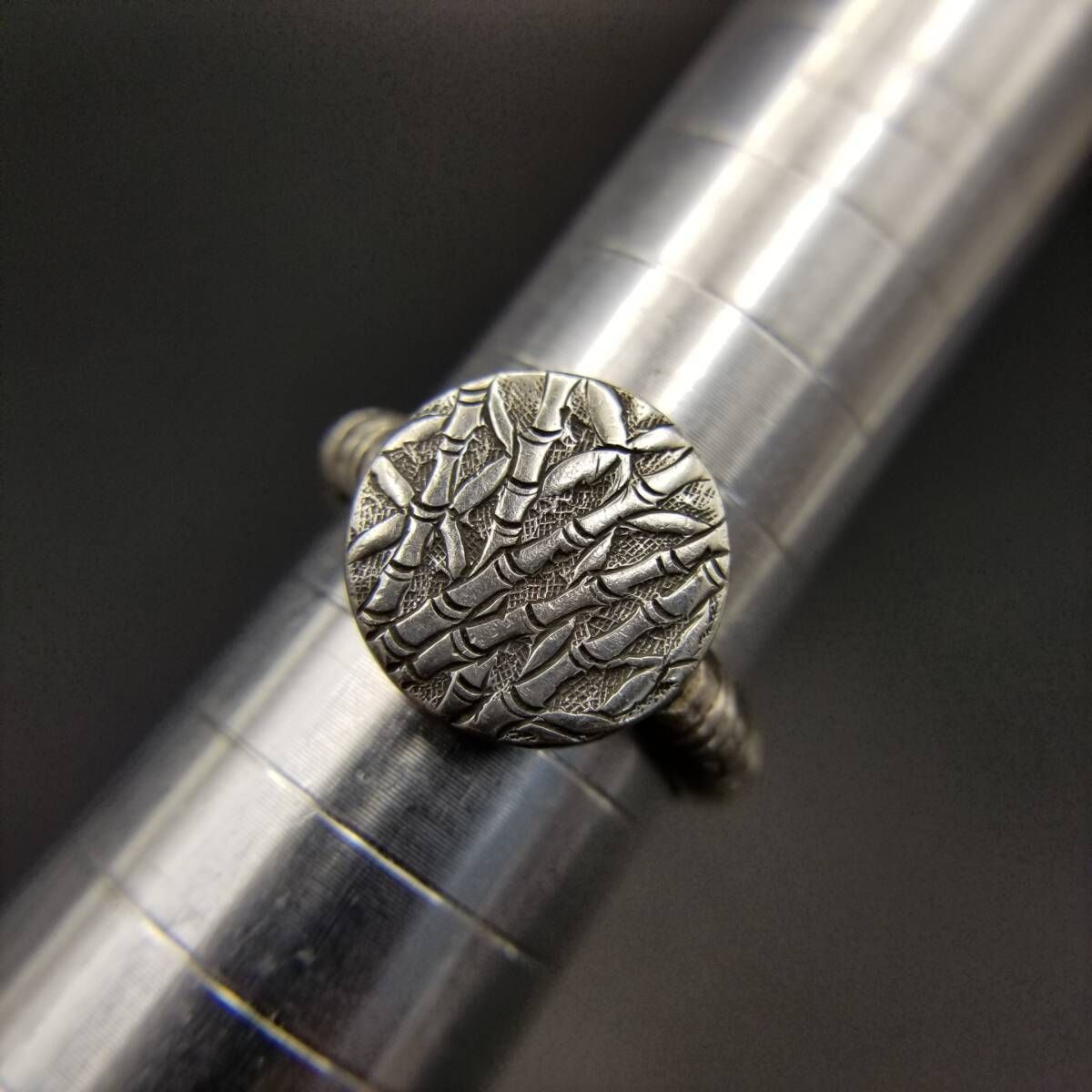 竹模様 アジア調 925 シルバー ヴィンテージ バンブー リング 指輪 銀 ラウンド 個性派ジュエリー 自然 フローラル Y 25-I リング 指輪 アクセサリー メンズ