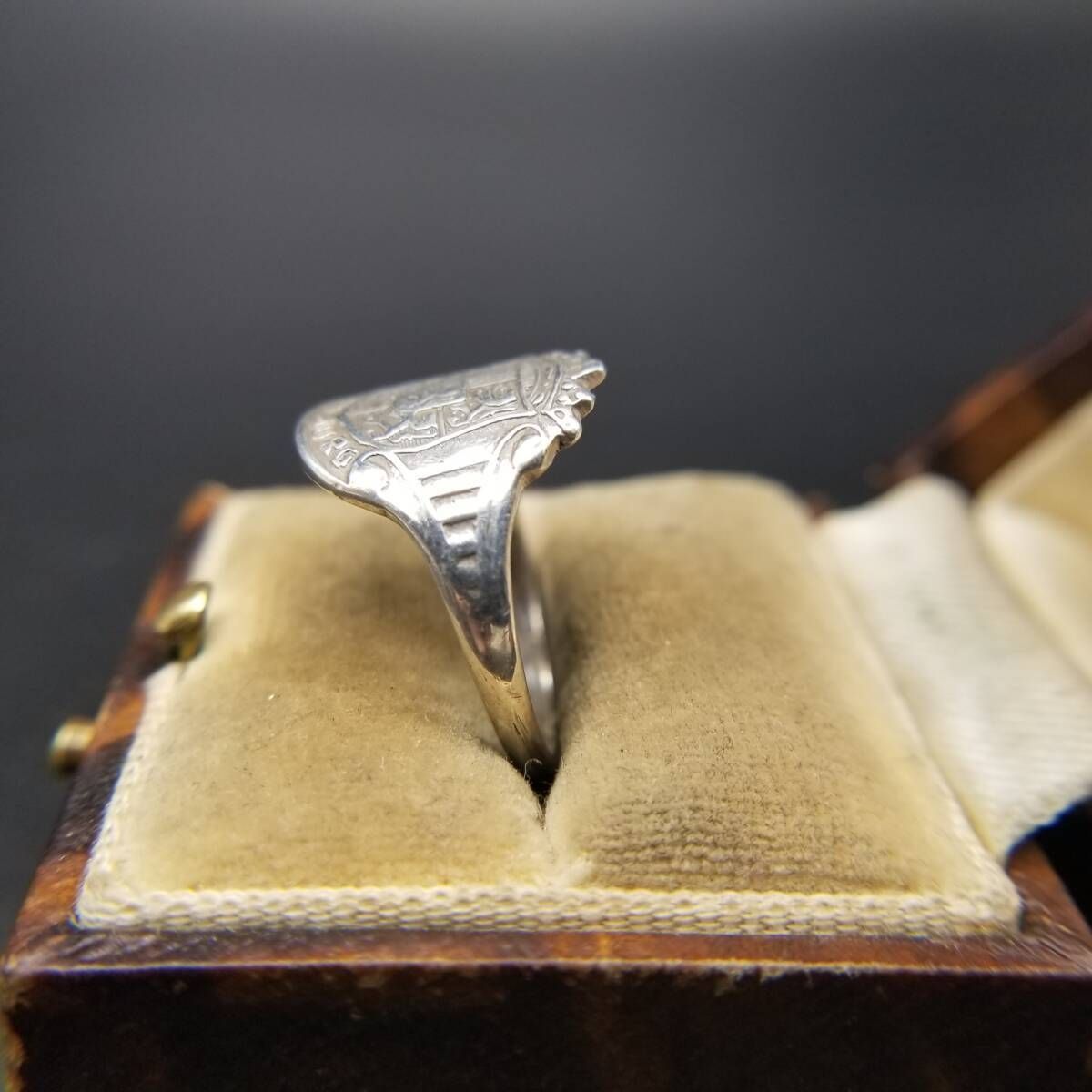 Limburg Coat of Arms 紋章 925 シルバー ヴィンテージ シグネット リング 指輪 銀 GE刻印 Lion Rampant Y 25 H