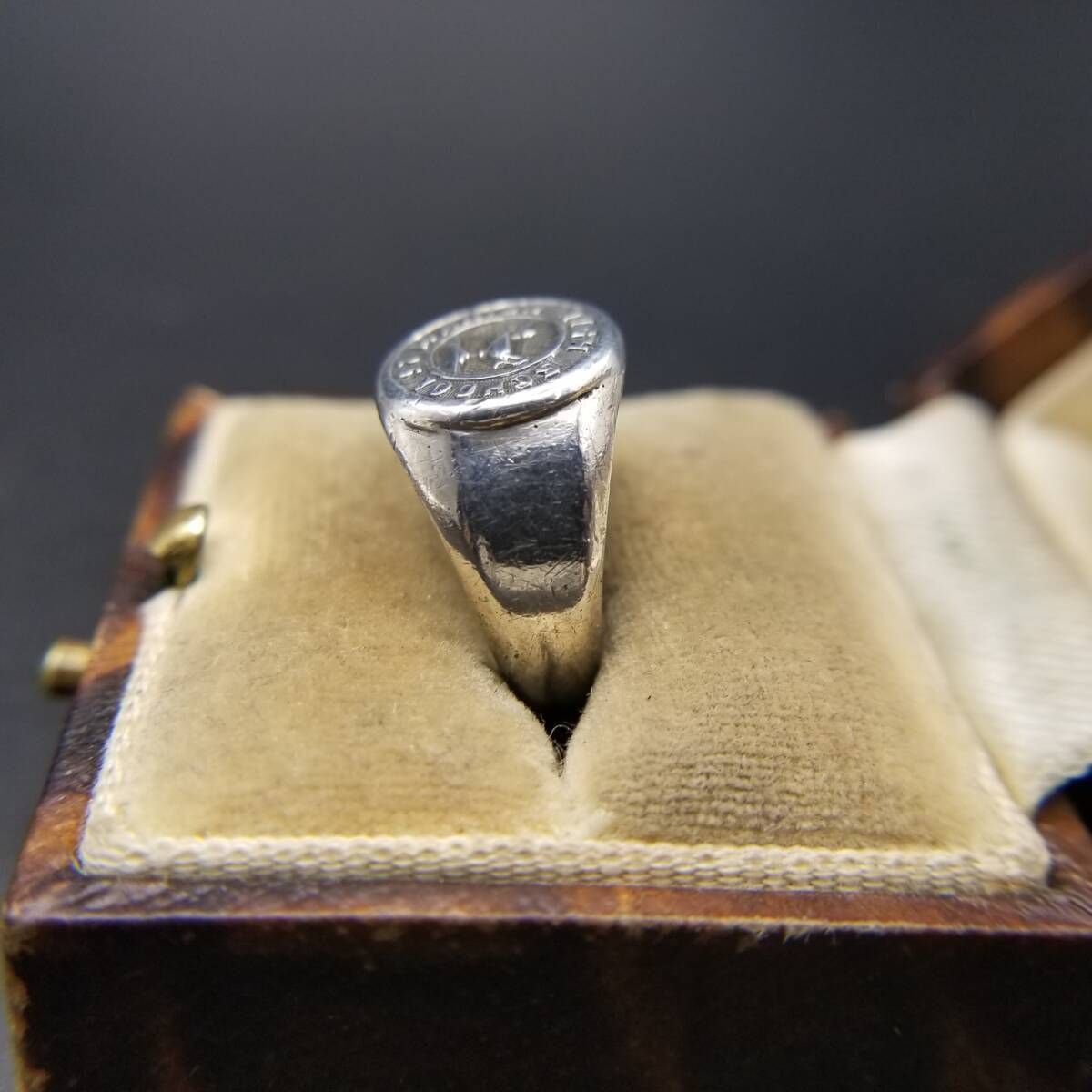 1925年 Peters Co 社製 米国 アンティーク クラスリング Marion High School カレッジシグネット 925 シルバー 指輪 ピンキー Y 25 H