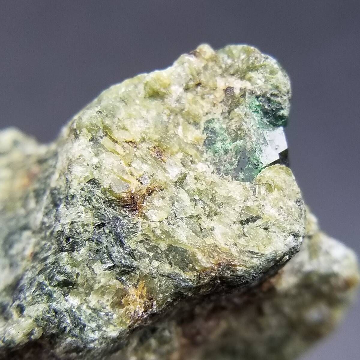 アフガニスタン産 灰クロム柘榴石 ウバロバイト 原石 母岩付き 鮮緑