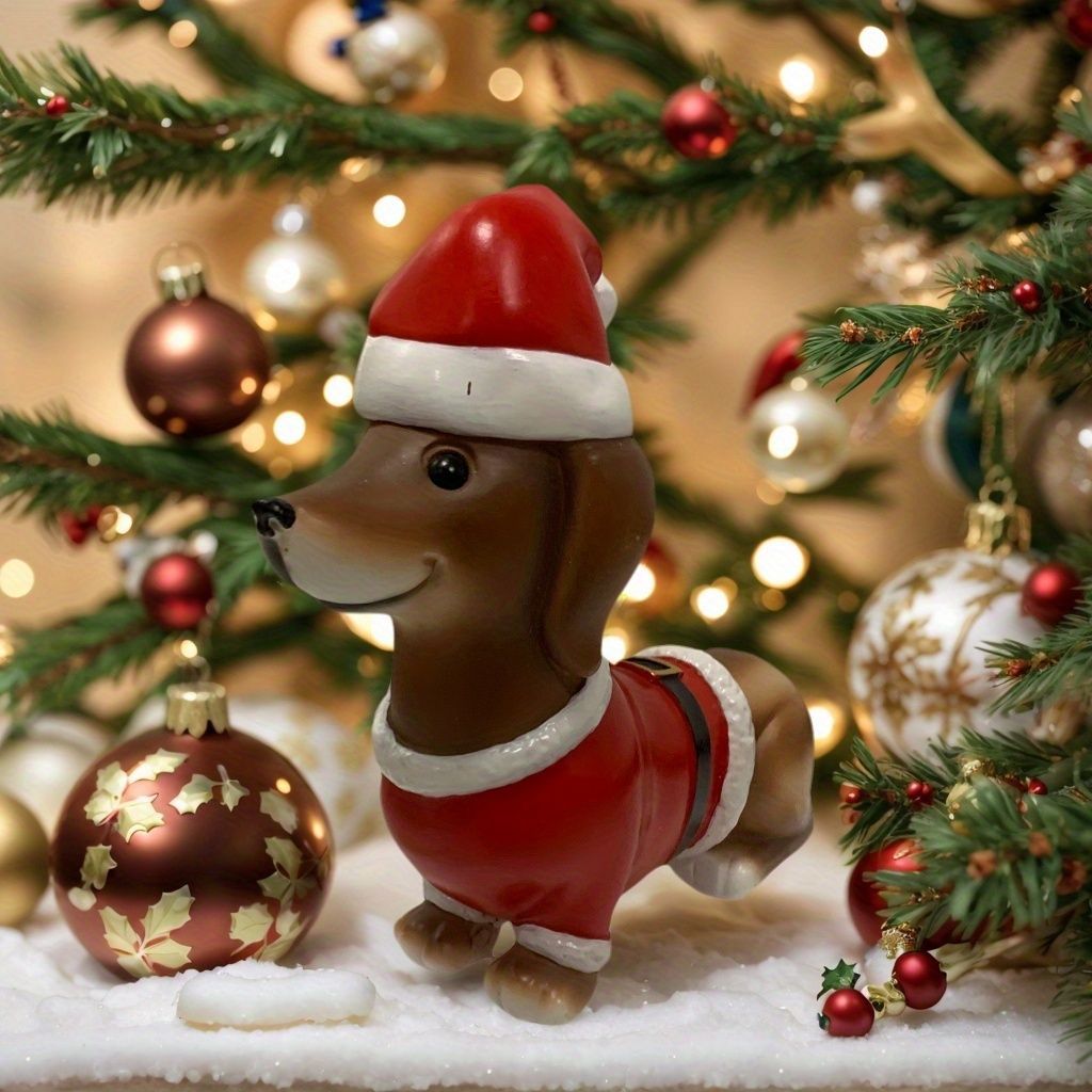 クリスマスオブジェ 置物 クリスマスの格好をしたイヌ いぬ 犬