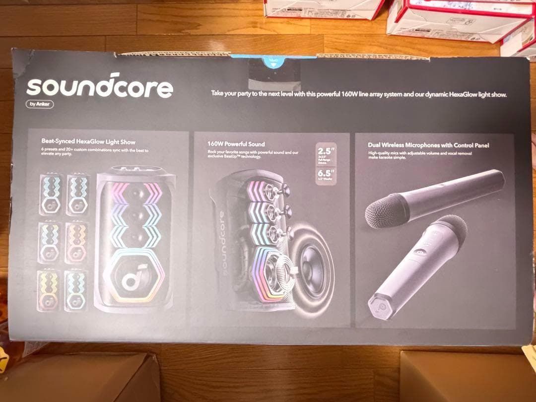 新品】Anker Soundcore Rave 3 | AIカラオケスピーカー 160W マイク2本