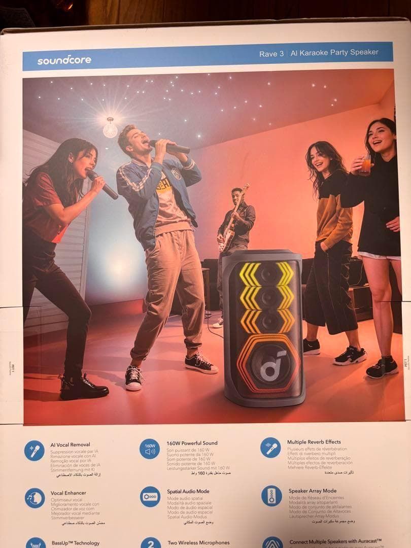 新品】Anker Soundcore Rave 3 | AIカラオケスピーカー 160W マイク2本