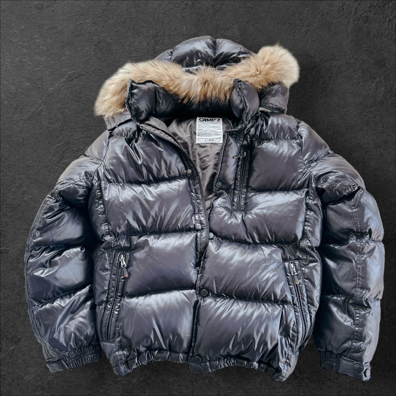 【美品】CAMP7 ダウン 肉厚 光沢感 Y2K お兄系 グランジ ネイビー L y2k 00s archive old CAMP7 フェイクダウン 肉厚 中綿 ジャケット