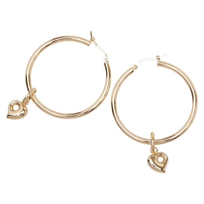 ハート モチーフ フープピアス K 18 YG イエローゴールド レディース 1-0240899