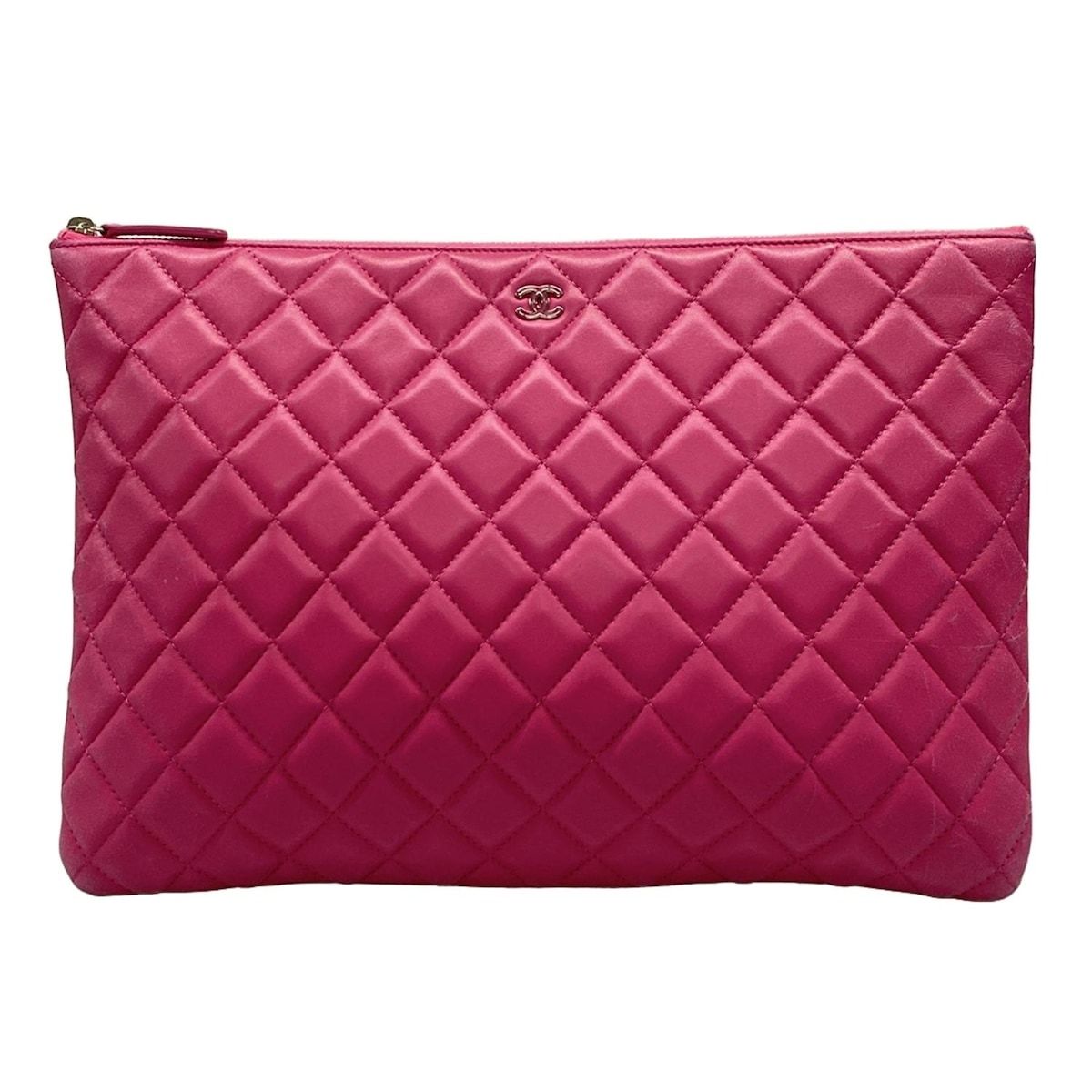 CHANEL シャネル クラッチバッグ マトラッセ ピンク シルバー金具 ラムスキン
