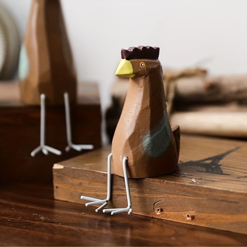 オブジェ 置物 座っているニワトリ 鶏 3個セット 木製 モダン ユニーク