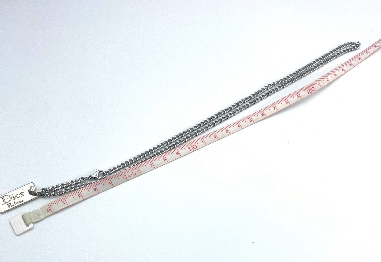 Christian Dior ディオール プレート ロゴ ネックレス シルバー
