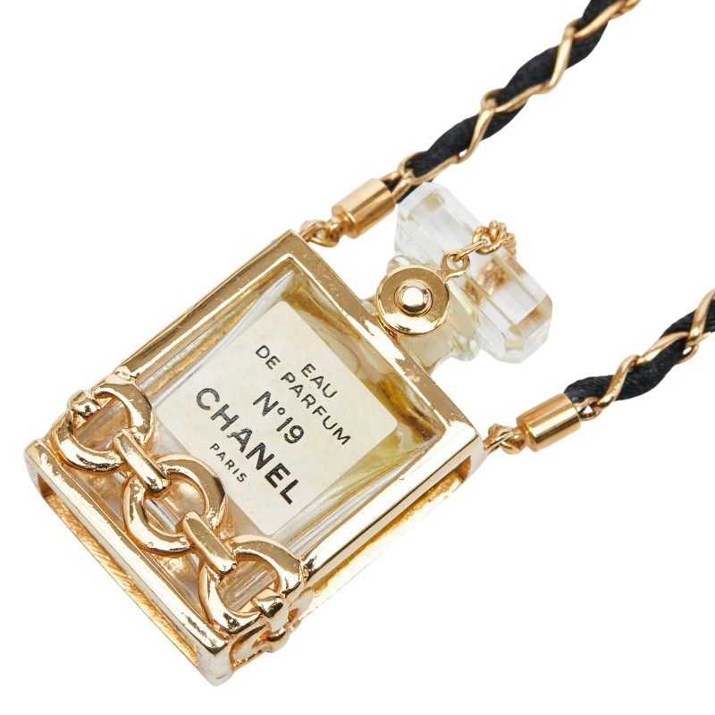 CHANEL 香水ボトルモチーフ ゴールドベルト シャネル No19 香水 ボトル モチーフ ゴールド ブラック メッキ