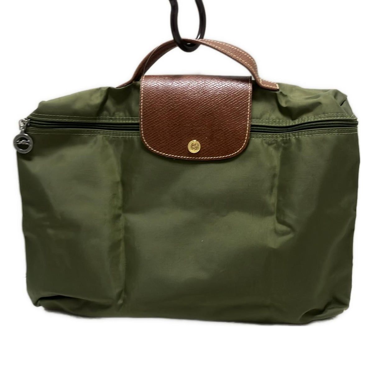 LONGCHAMP ロンシャン ハンドバッグ ル プリアージュオリジナル カーキ ブラウン 型押し加工 折りたたみ レザー