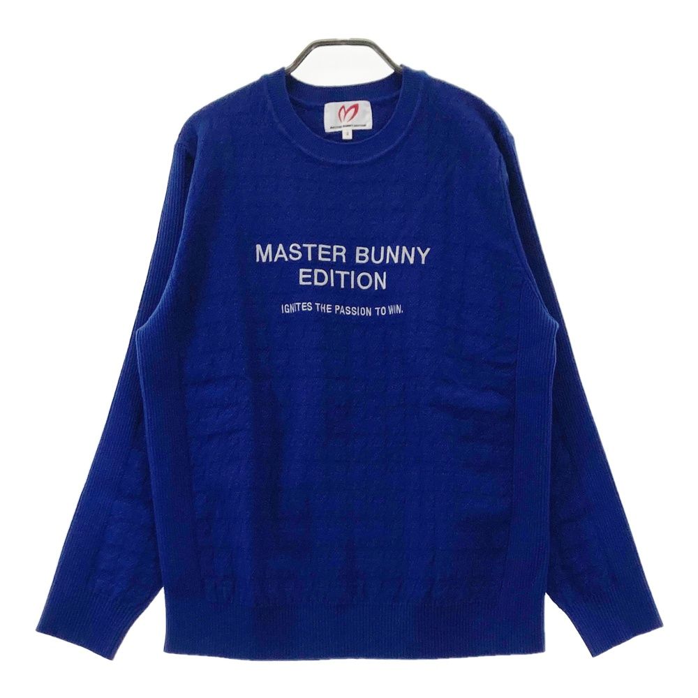 サイズ 4 MASTER BUNNY EDITION マスターバニーエディション モデル ニットセーター ロゴ刺繍 千鳥格子柄 ブルー系 ゴルフウェア メンズ ストスト