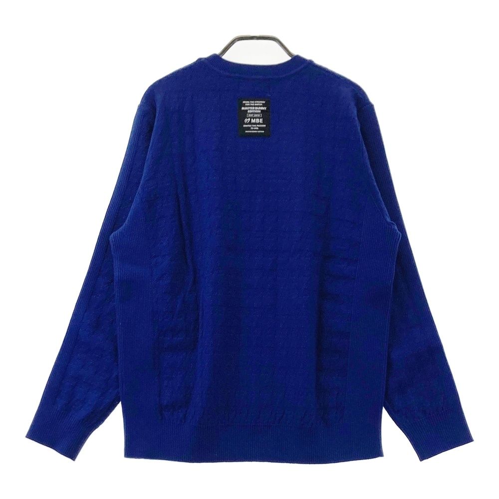 サイズ 4 MASTER BUNNY EDITION マスターバニーエディション モデル ニットセーター ロゴ刺繍 千鳥格子柄 ブルー系 ゴルフウェア メンズ ストスト