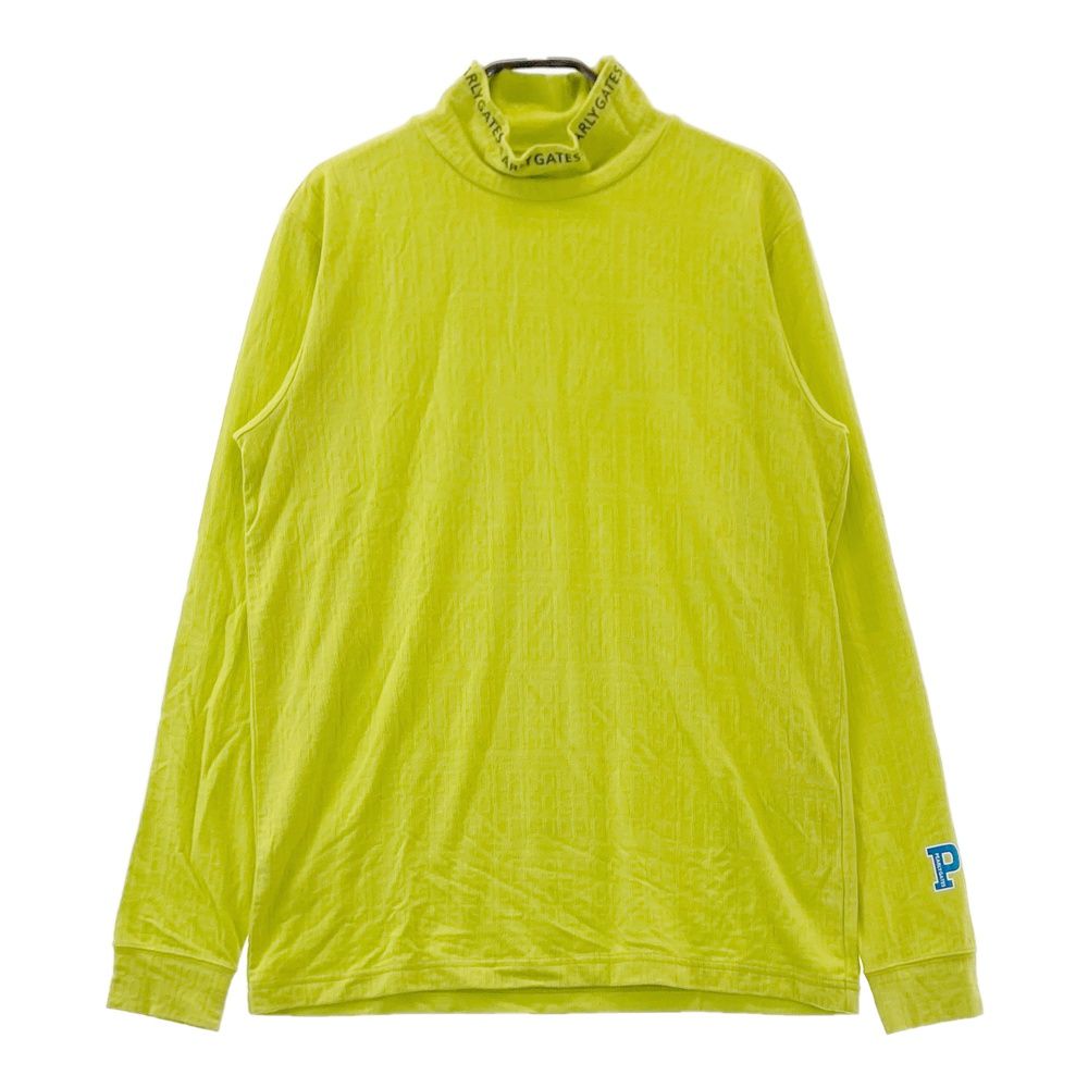 サイズ 4 PEARLY GATES パーリーゲイツ モデル ハイネック 長袖Tシャツ 総柄 グリーン系 ゴルフウェア メンズ ストスト