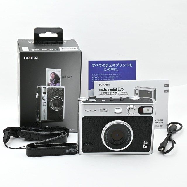 富士フイルム FUJIFILM instax mini Evo ブラック 全体的に使用感あり チェキ 元 き