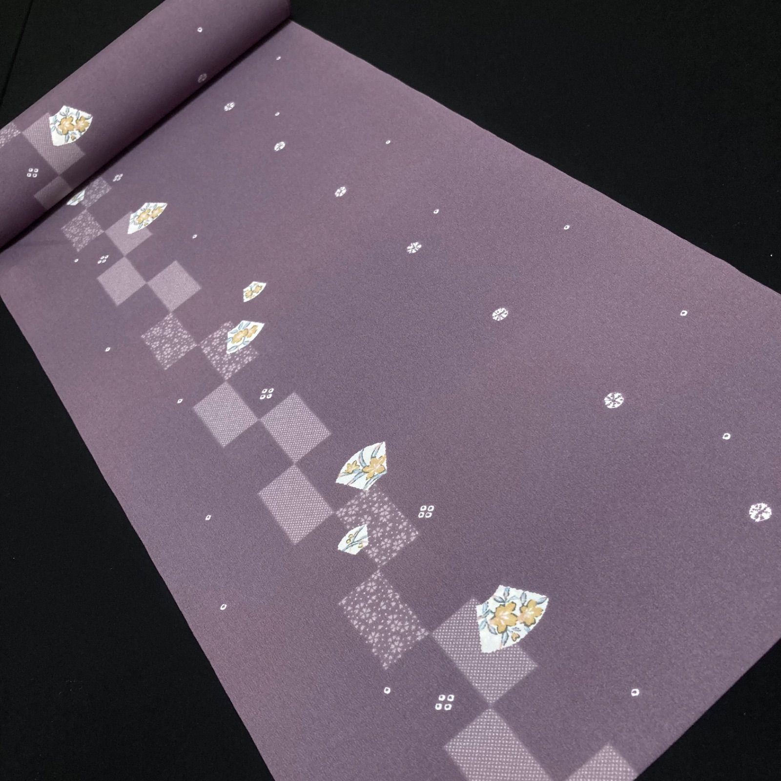 着物と帯オレンジ y 131◾️割と なポリエステル化繊着尺反物5点◾️