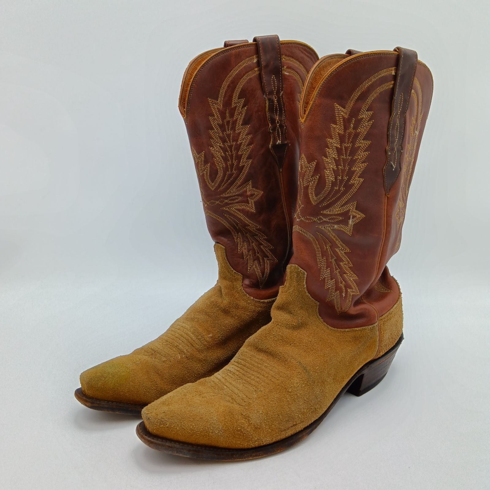 Lucchese ルケーシー ウエスタンブーツ 本格レザー 茶 ブラウン メンズ サイズ不明 C-1-1